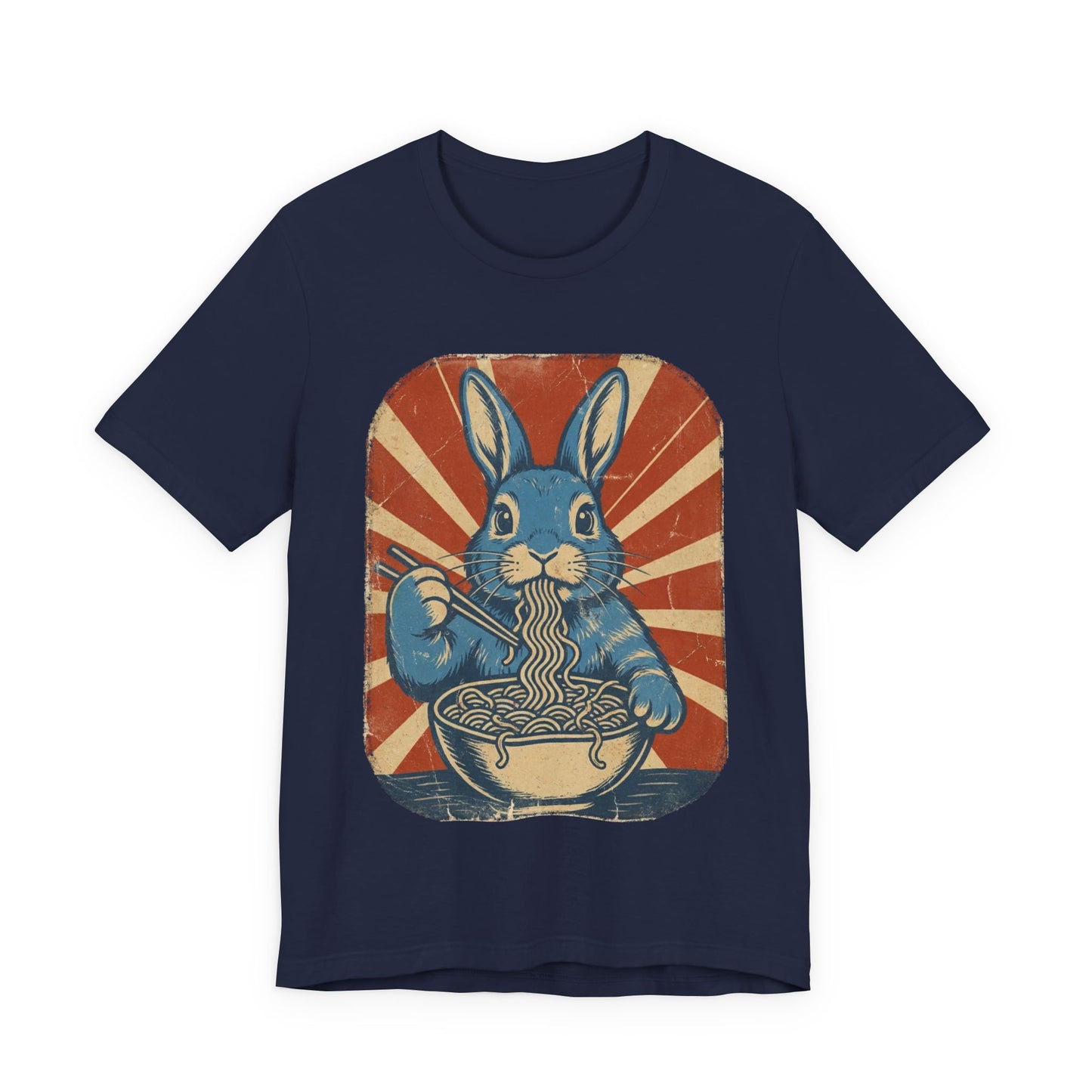 Retro Vintage Bunny Eating Noodles