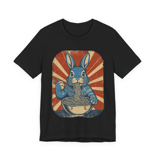 Retro Vintage Bunny Eating Noodles